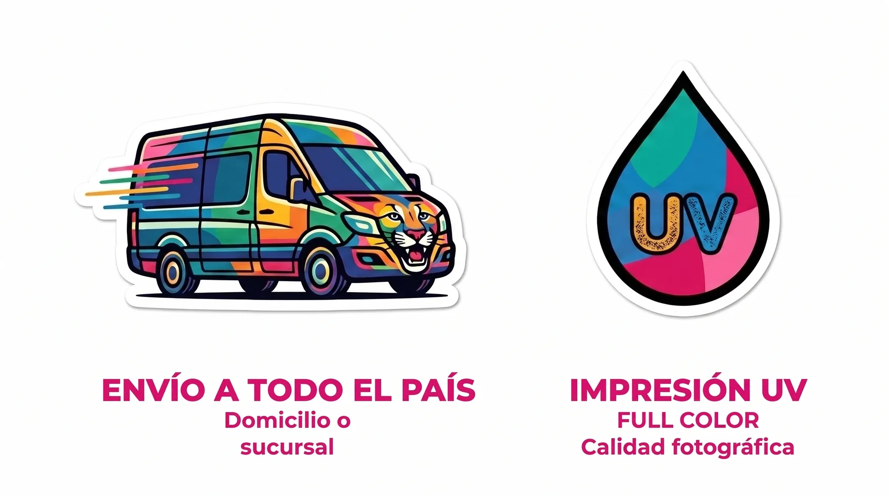 Informacion de envio a todo el pais e impresion UV full color